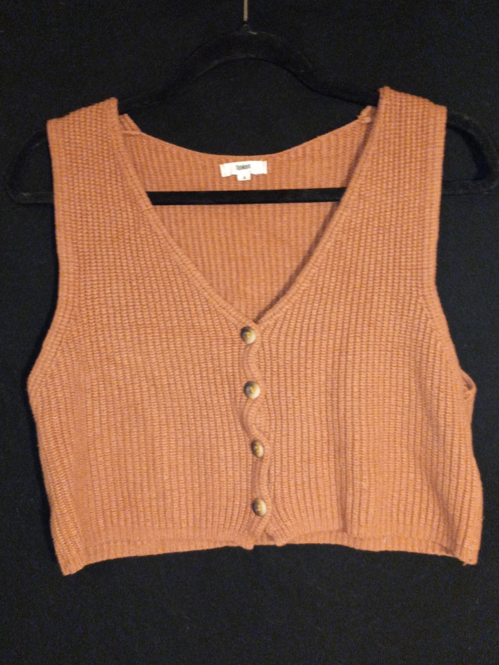 Terracotta Button-Front Ribbed Crop Top Size M
